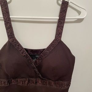 Evening dress with beading and shell/ Tela exterior 100% silk lining size 6